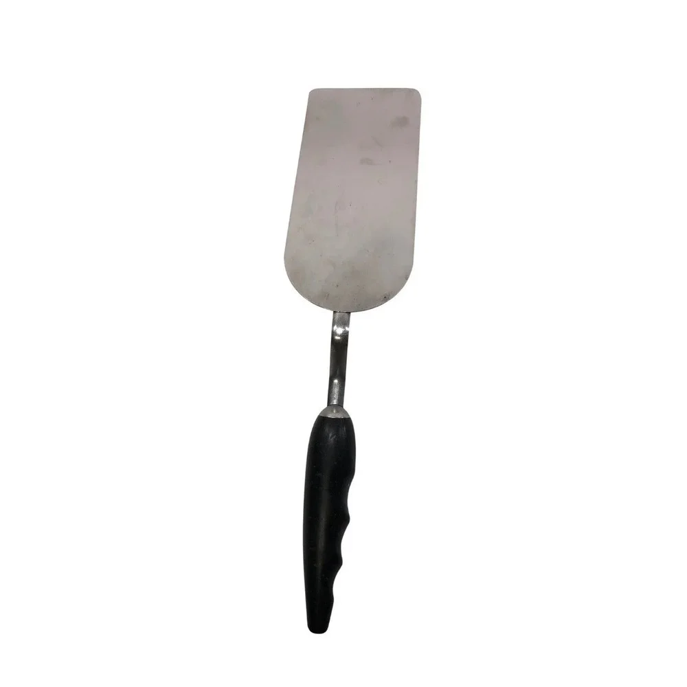 Vintage Stainless Steel Serving Spoon and Spatula Set with Black